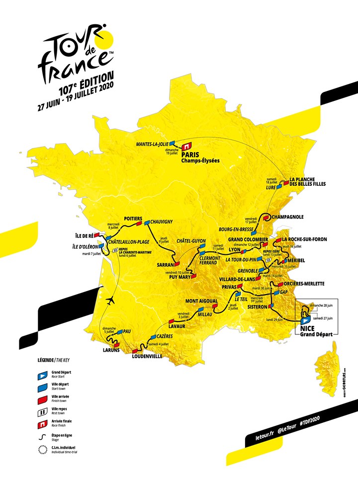 Se ruten til Tour de France 2020